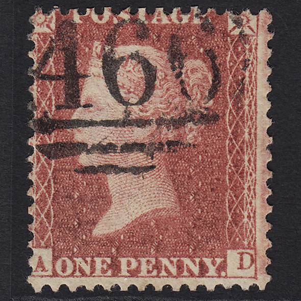 GB QV 1857 1d Pl 60 SG40-C10(1) AD VFU Liverpool 466 Miss Imprim