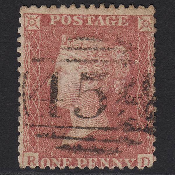 GB QV 1857 1d Rose-red (Plate 46) SG40-C10(1) RD GU Leominster 454