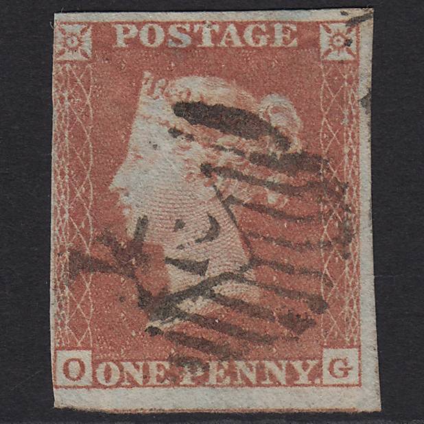 GB QV 1841 1d Red-brown Pl 151 SG8-B2(1) OG GU nr 4 Margins London IS 2