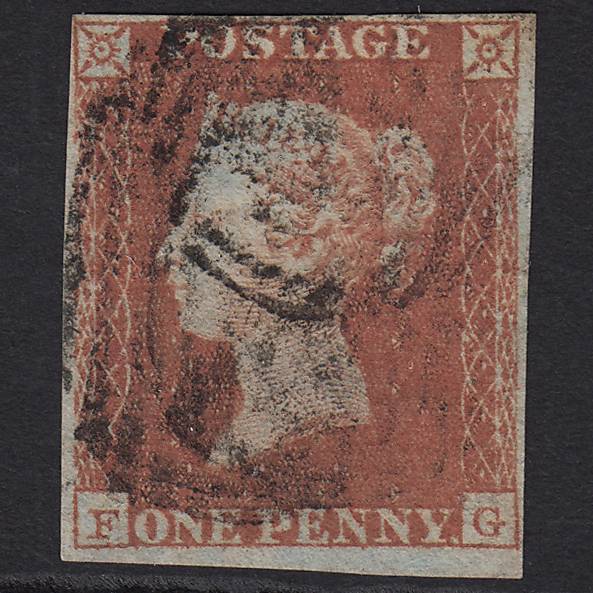 GB QV 1841 1d Red-brown (Plate 130) SG8-B2(1) FG GU 4 Margins