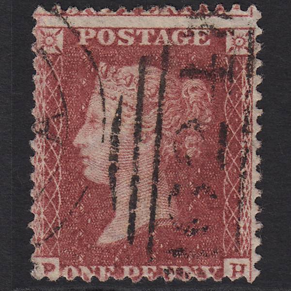 GB QV 1857 1d Rose-red Pl 60 SG40-C10(1) PH FU Poole 624 Large Misperf