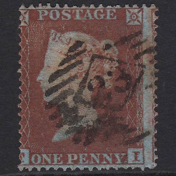 GB QV 1854 1d Red-brown (Plate 198) SG17-C1(1) TI GU London IS 23 Misperf