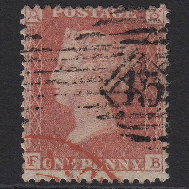 GB QV 1857 1d Pale Rose Pl 66 SG39-C10(3) FB GU London IS 45 & Red Cancel