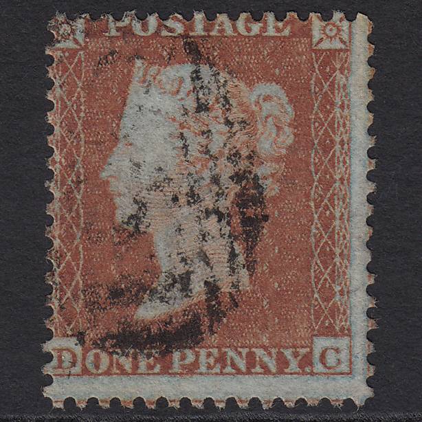 GB QV 1855 1d Red-brown Plate R4 SG22-C2(1) DC FU Misperf