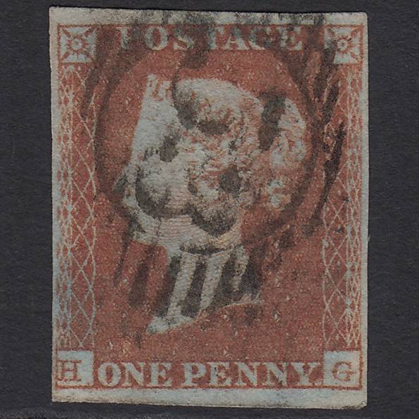 GB QV 1841 1d Red-brown Pl 105 SG8-B1(1) HG FU 4 Margins London D&S 53