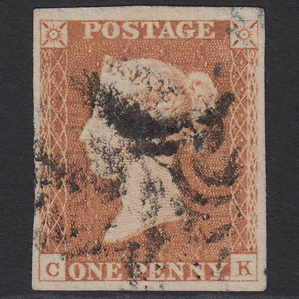 GB QV 1841 1d Red-brown Pl 19 SG8-B1(1) GUideline CK FU 4M Maltese Cross