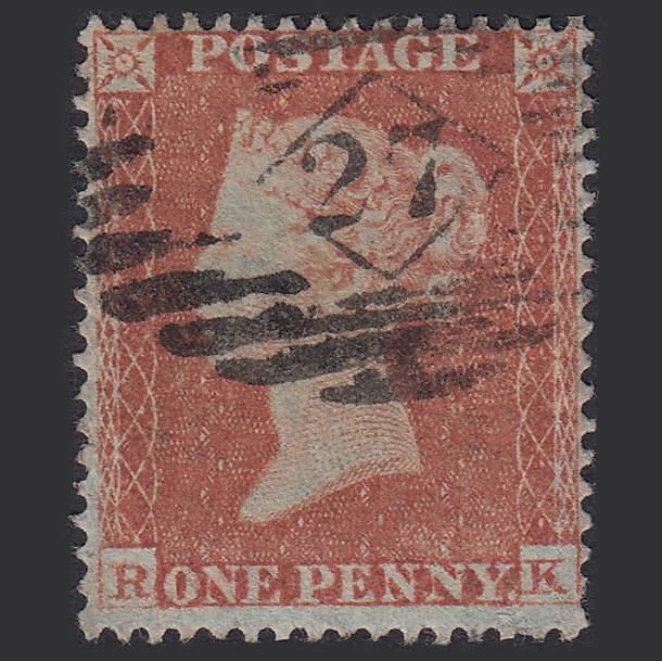 GB QV 1854 1d Red-brown (Plate 155) SG17-C1(1) RK GU London IS 27