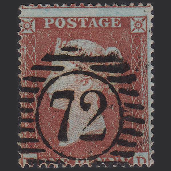 GB QV 1854 1d Red-brown (Plate 169) SG17-C1(1) RD FU London D&S 72 Misperf