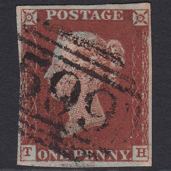 GB QV 1841 1d Deep Red-brown (Plate 51) SG10-B1(4) TH FU 4M Otley 599