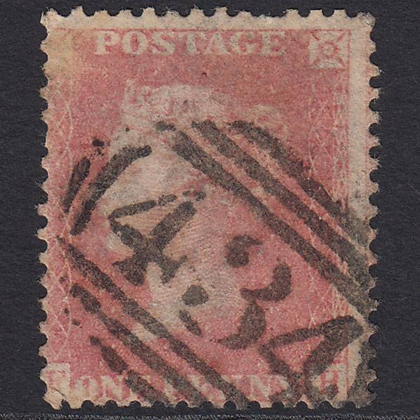 GB QV 1857 1d Pale Rose Transitional (Plate 49) SGC9A(1) FH GU Lampeter 434