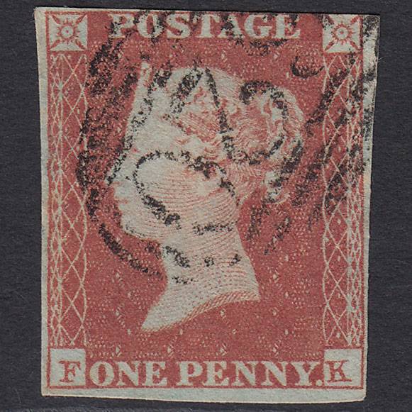 GB QV 1841 1d Red-brown (Plate 90) SG8-B1(1) FK FU 3 Margins Plymouth 620