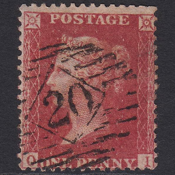 GB QV 1857 1d Rose-red (Plate 55) SG40-C10(1) OI GU London IS 20