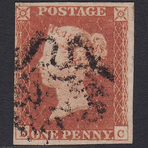 GB QV 1841 1d Red-brown Pl 19 SG8-B1(1) DC FU 4 Margins Maltese Cross