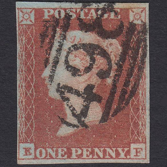 GB QV 1841 1d Red-brown Pl 97 SG8-B1(1) EF FU 4 Margins Manchester 498