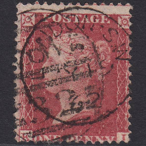 GB QV 1857 1d Rose-red Pl 57 SG40-C10(1) KI FU London D&S SW32 Misperf
