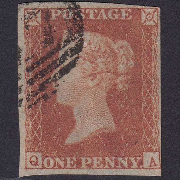 GB QV 1841 1d Red-brown (Plate 96) SG8-B1(1) QA FU 4 Margins