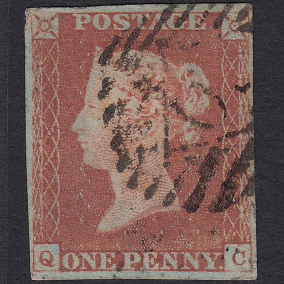 GB QV 1841 1d Red-brown (Plate 77) SG8-B1(1) QC GU 4M London IS Cancel