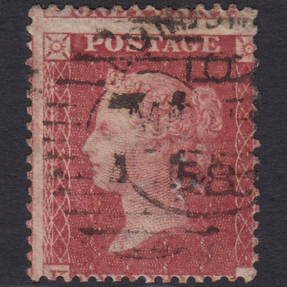 GB QV 1857 1d Rose-red SG40-C10(1) K? GU London D&S Cancel Large Misperf