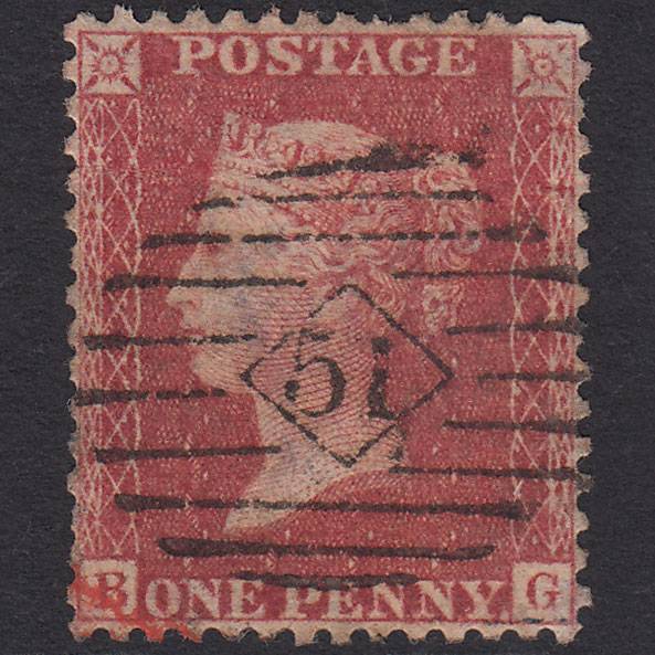 GB QV 1857 1d Rose-red (Plate 46) SG40-C10(1) BG GU London IS 51 51.c