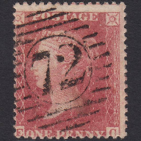 GB QV 1857 1d Pale Rose Pl 52 SG39-C10(3) EC GU London D&S 72 Misperf