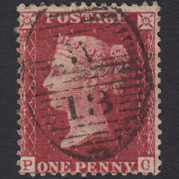 GB QV 1857 1d Deep Rose-red (Plate 43) SG41-C10(4) PC FU London D&S W13