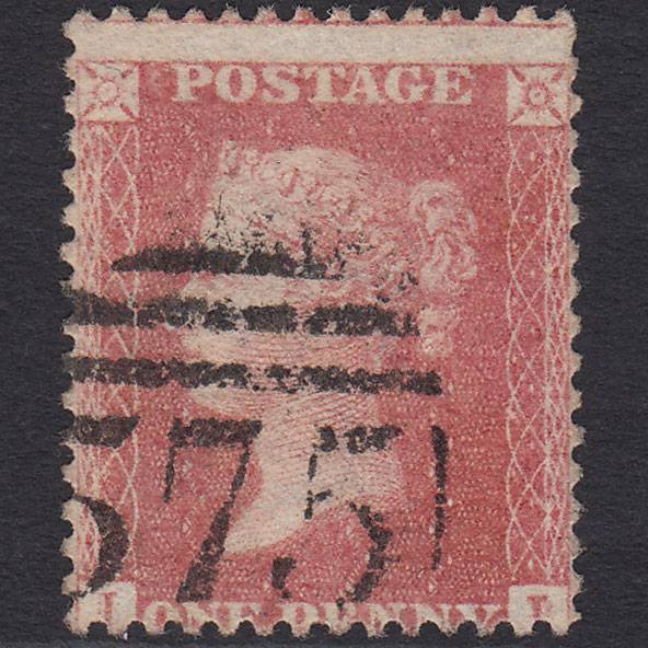 GB QV 1857 1d Pale Rose (Plate 52) SG39-C10(3) II FU Norwich 575 Misperf