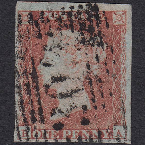GB QV 1841 1d Pale Red-brown Pl 94 SG9-B1(3) RA FU 4 Margins Scotland