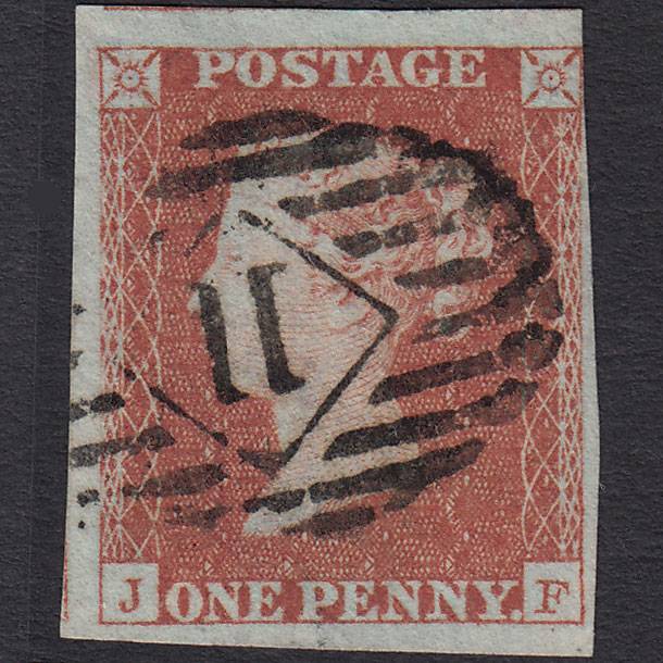 GB QV 1841 1d Red-brown (Plate 98) SG8-B1(1) JF FU 4 Margins London IS 11