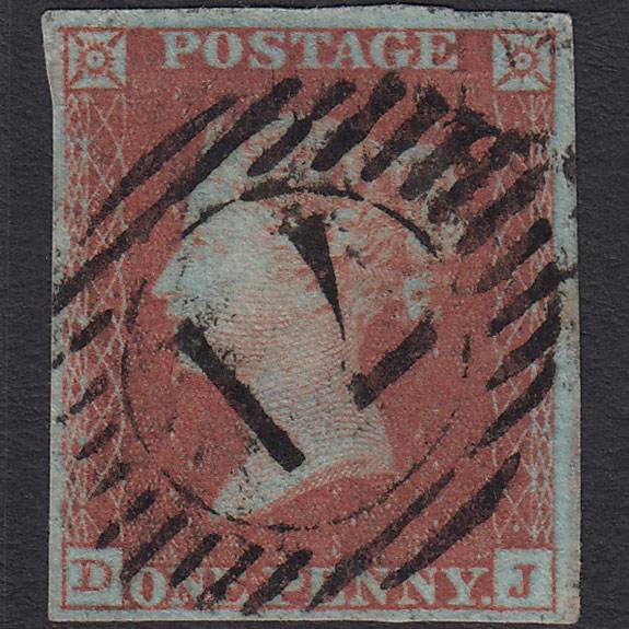 GB QV 1841 1d Very Blued (Plate 128) SG8a-B1(2) DJ FU 4M London D&S 71