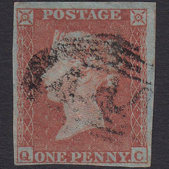 GB QV 1841 1d Red-brown (Plate 156) SG8-B2(1) QC FU 4M Leamington 444