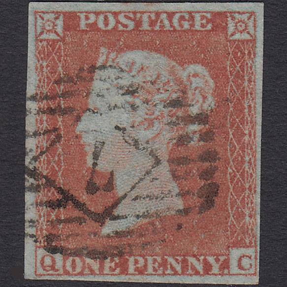 GB QV 1841 1d Red-brown (Plate 148) SG8-B2(1) QC FU 4 Margins London IS 7