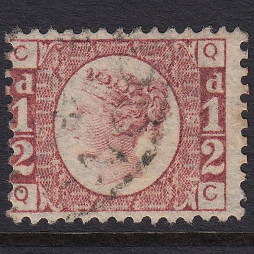 GB QV 1870 1/2d Rose-red (Plate 5) SG48-G4 QC FU Light Cancel
