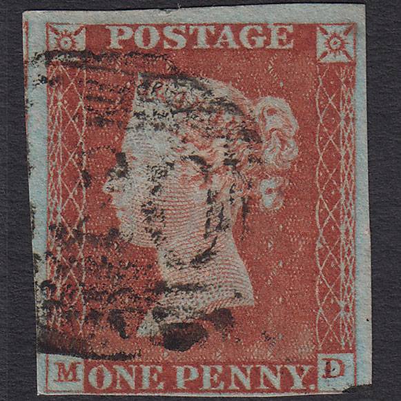 GB QV 1841 1d Red-brown SG8-B1(1) MD FU 4 Margins