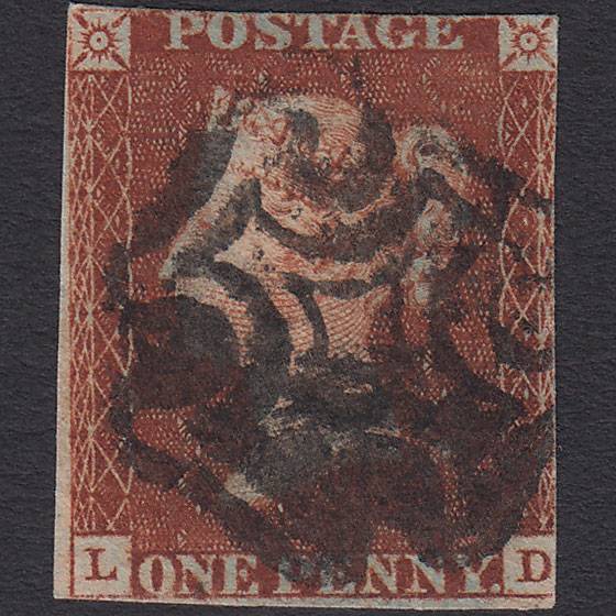 GB QV 1841 1d Red-brown Penny Black (Plate 9) SG7-A2 LD GU Maltese Cross