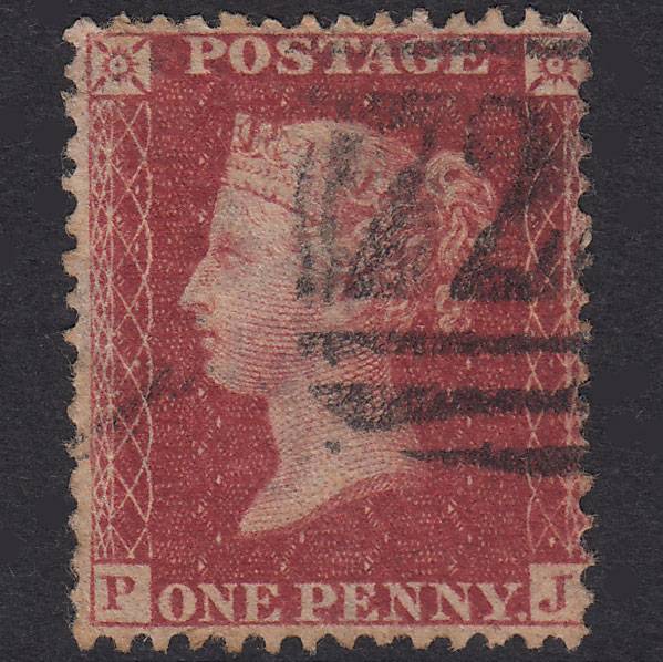 GB QV 1863 1d Rose-Red Plate 50 SG42-C12(1) PJ GU Southampton 723