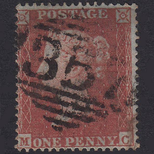 GB QV 1854 1d Red-Brown Plate 179 SG17-C1(1) MC FU Newry 357