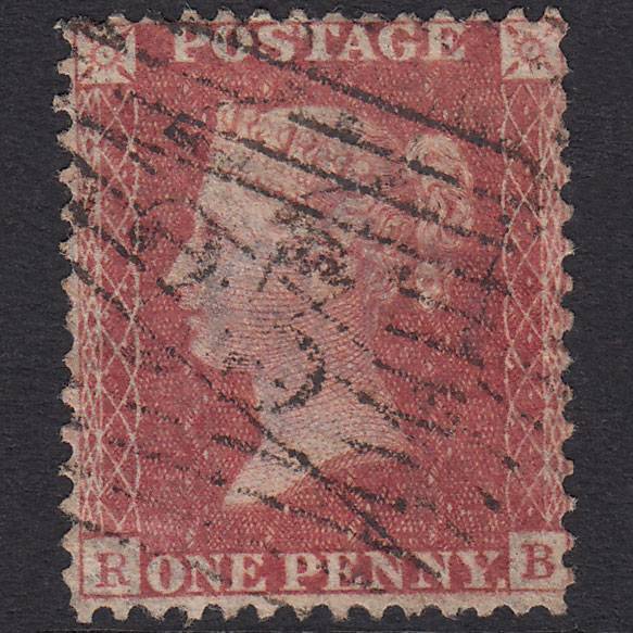 GB QV 1857 1d Pale Rose Plate 34 SG39-C10(3) RB GU Scotland