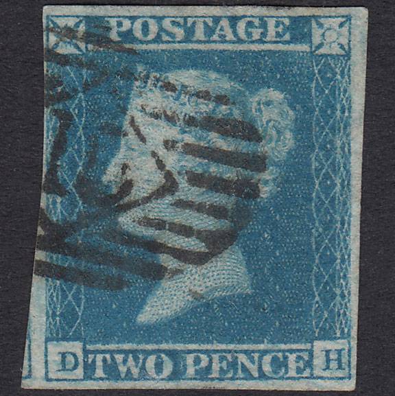 GB QV 1841 2d Blue Plate 3 SG14-E1(2) DH GU 4 Margins London IS 15