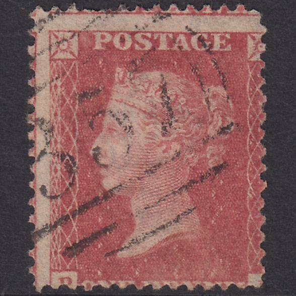 GB QV 1857 1d Rose-Red SG40-C10(1) GU Hereford 357 Large Misperf