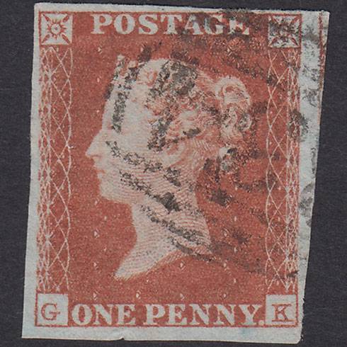 GB QV 1841 1d Red-Brown Plate 105 SG8-B1(1) GK FU 4 Margins