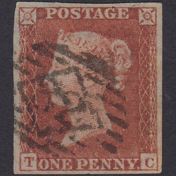 GB QV 1841 1d Red-Brown Plate 157 SG8-B2(1) TC GU 4 Margins London IS 32