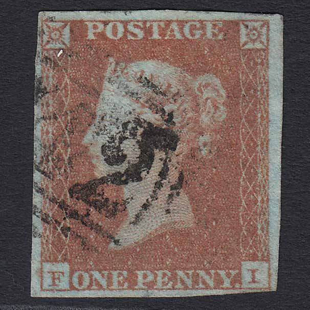 GB QV 1841 1d Red-brown (Plate 108) (SG8) 'FI' FU 4 Margins