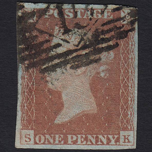GB QV 1841 1d Red-brown (Plate 73) SG8-B1(1) SK GU London IS 15 4 Margins
