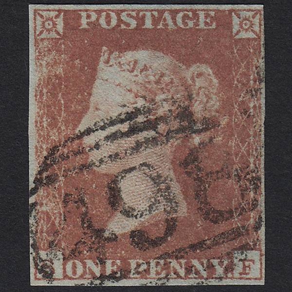 GB QV 1841 1d Red-brown Pl 97 SG8-B1(1) SF GU Manchester 498 4M Imperf