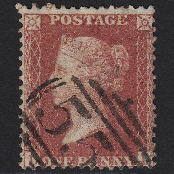 GB QV 1857 1d Rose-red (Plate 48) SG40-C10(1) DL GU Burslem 551