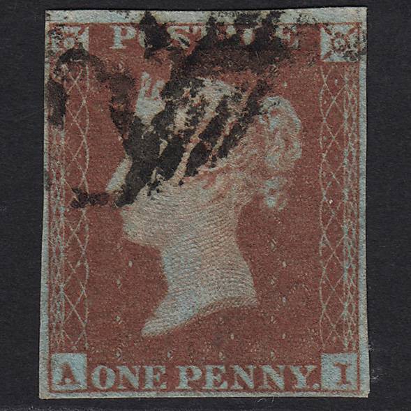 GB QV 1841 1d Red-brown (Plate 90) SG8-B1(1) AI GU 4 Margins