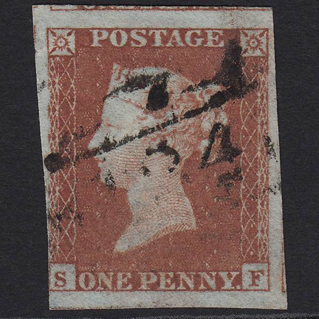 GB QV 1841 1d Red-brown (Plate 149) SG8-B2(1) SF FU nr 4 Margins