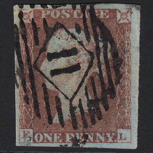 GB QV 1841 1d Red-brown (Plate 68) SG8-B1(1) EL FU London No.11 4 Margins