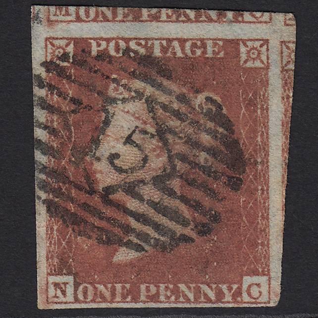GB QV 1841 1d Red-brown Pl 150 SG8-B2(1) NC GU London IS 15 4 Margins