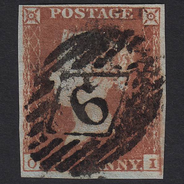 GB QV 1841 1d Red-brown (Plate 106) SG8-B1(1) OI FU London No.6 4M Imperf